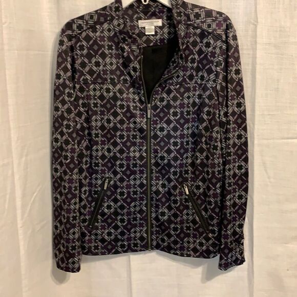 Christopher & Banks Size large petite purple and black light-weight jacket - Picture 1 of 10